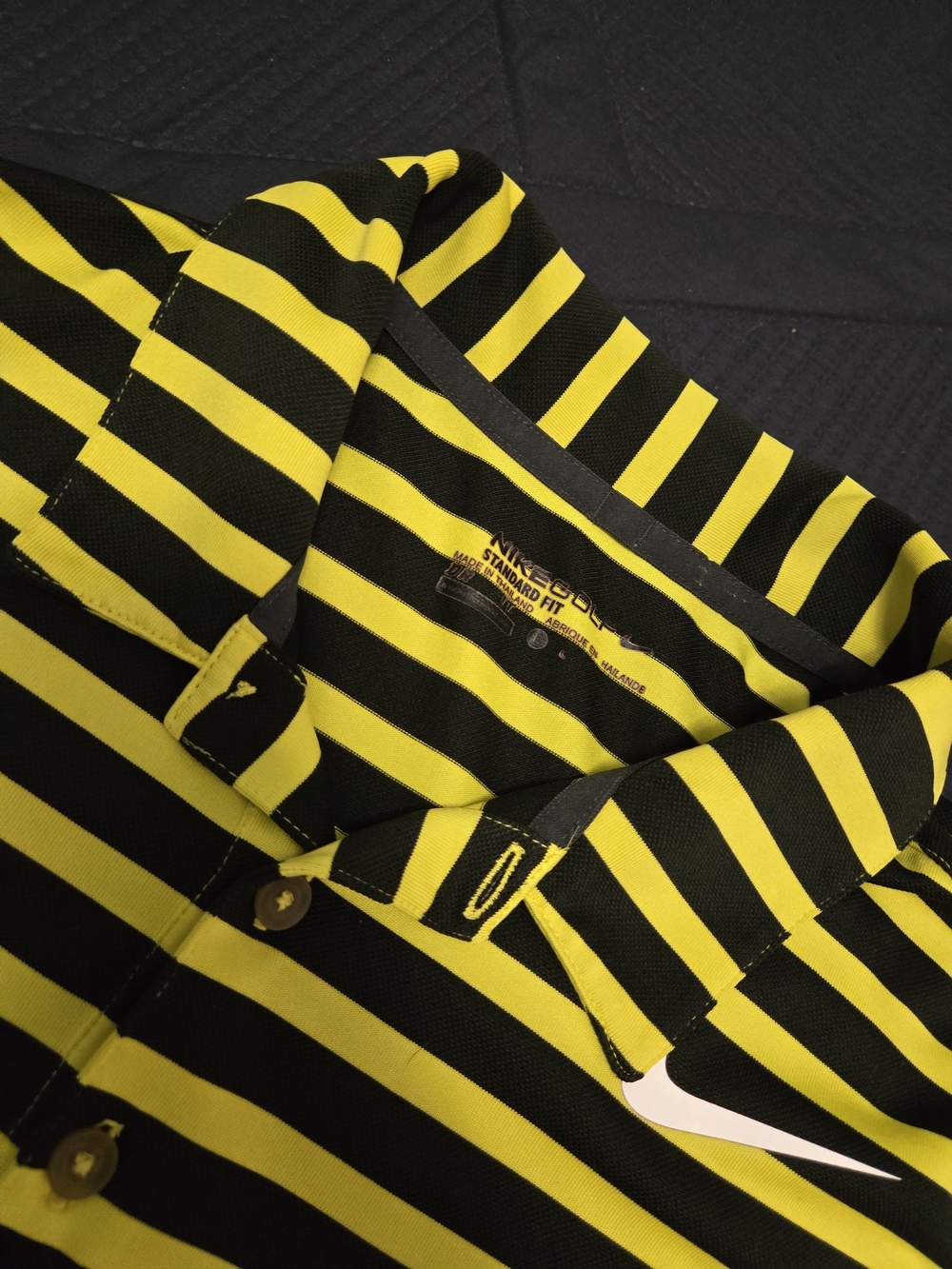 Nike Golf Men’s Yellow & Black Striped Polo Shirt